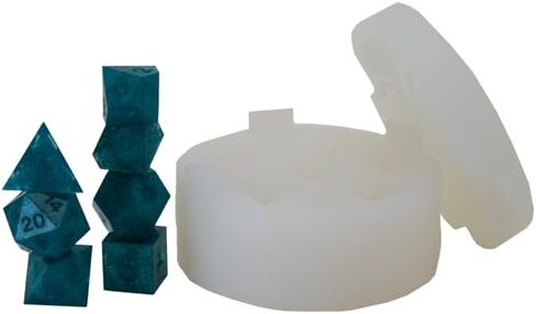 Premium Silicone 7 Piece Dice Mold - Make Your own dice for D&D and Other TTRPGs - Full Polish - Cap Style Mold in Saudi Arabia