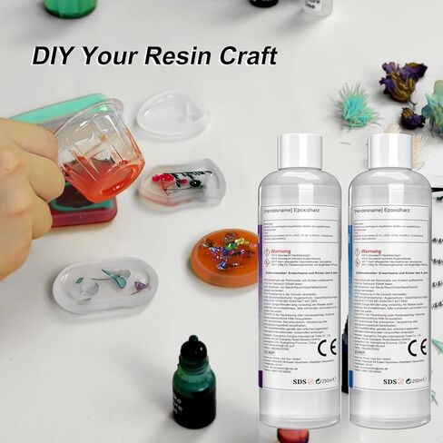 FansArriche Epoxy Resin Kit, 18.5 Oz Crystal Clear Resin Kits for Beginners, Resin and Hardener Starter Kit with Pigment, Glitter, Key Chains, Moulds for Casting Art DIY Craft, Jewelry Making Kit in Kuwait