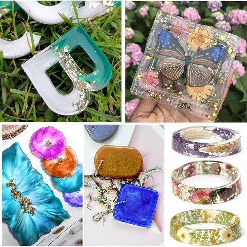 FansArriche Epoxy Resin Kit, 18.5 Oz Crystal Clear Resin Kits for Beginners, Resin and Hardener Starter Kit with Pigment, Glitter, Key Chains, Moulds for Casting Art DIY Craft, Jewelry Making Kit in Kuwait