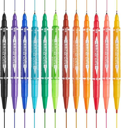 علامات EooUooIP الدائمة ذات الرأس المزدوج، 12 لونًا علامات دائمة ذات طرف مزدوج، علامة رفيعة وفائقة الدقة، علامة ذات طرف رفيع، علامات متنوعة ذات نقاط دقيقة على أقراص CD/DVD للتوقيع ووضع العلامات in Kuwait