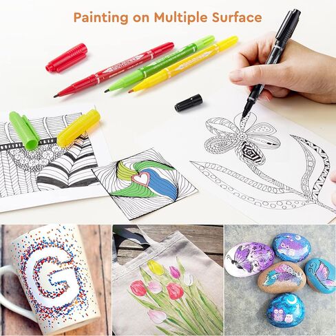 علامات EooUooIP الدائمة ذات الرأس المزدوج، 12 لونًا علامات دائمة ذات طرف مزدوج، علامة رفيعة وفائقة الدقة، علامة ذات طرف رفيع، علامات متنوعة ذات نقاط دقيقة على أقراص CD/DVD للتوقيع ووضع العلامات in Kuwait