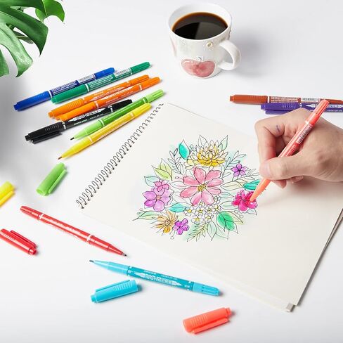 علامات EooUooIP الدائمة ذات الرأس المزدوج، 12 لونًا علامات دائمة ذات طرف مزدوج، علامة رفيعة وفائقة الدقة، علامة ذات طرف رفيع، علامات متنوعة ذات نقاط دقيقة على أقراص CD/DVD للتوقيع ووضع العلامات in Kuwait