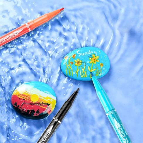 علامات EooUooIP الدائمة ذات الرأس المزدوج، 12 لونًا علامات دائمة ذات طرف مزدوج، علامة رفيعة وفائقة الدقة، علامة ذات طرف رفيع، علامات متنوعة ذات نقاط دقيقة على أقراص CD/DVD للتوقيع ووضع العلامات in Kuwait