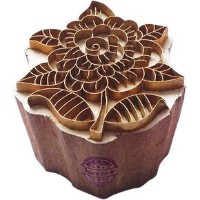 Popular Wooden Block Brass Floral Designs Clay Printing Stamp BSCtag041