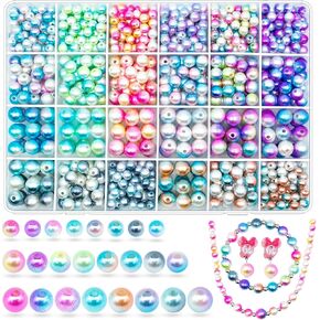 1150 pcs Gradient Mermaid Imitation Pearl Beads for Craft, Faux ABS Smooth Filler Rainbow Beads Assorted Sizes 6mm 8mm 10mm Pearl Beads for DIY Jewelry Earrings Necklaces Bracelets Making in Kuwait