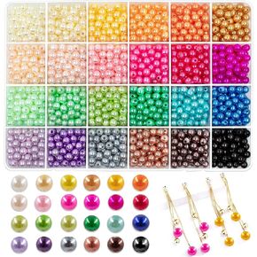 1150 pcs Gradient Mermaid Imitation Pearl Beads for Craft, Faux ABS Smooth Filler Rainbow Beads Assorted Sizes 6mm 8mm 10mm Pearl Beads for DIY Jewelry Earrings Necklaces Bracelets Making