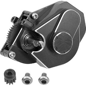 ShareGoo Aluminum Complete Transmission Gearbox w/Transmission Gear Upgrade Part Compatible with Axial SCX24 Deadbolt C10 JLU Gladiator Bronco 1/24 RC Crawler Car (Black)