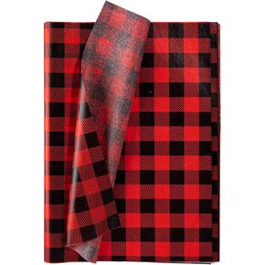 Whaline 120 Sheet Fall Plaids Tissue Paper Halloween Orange Black Checked Wrapping Paper Rustic Buffalo Plaids Art Tissue Paper for Halloween Fall Thanksgiving DIY Gift Wrapping, 13.78"x 19.69" in Kuwait