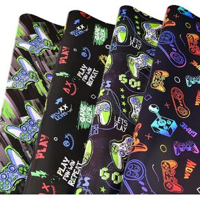 Sikiweiter Gaming Wrapping Paper - Video Game Wrapping Paper, 8 Sheets Birthday Christmas Wrapping Paper for Boys Girls, 19.7 x 27.6 Inches Per Sheet