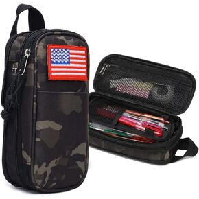 Pencil Case Big Capacity High Large Storage Tactical Small Tool Pouch Bag Marker Pen Case Stationery Bag Travel Holder School College Office Organizer for Kids Men Women Adult Teens (Green)