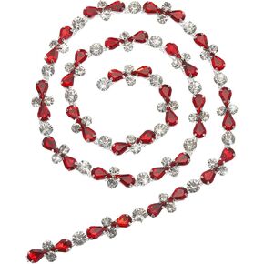 MECCANIXITY 1Yard AB Color Rhinestone Trim,Crystal Rhinestone Close Chain Trim for DIY Crafts,Bridal Decorations,Bags Decoration,Sewing