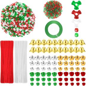 Christmas Tri Beaded Ornaments Kit 1830 Pcs Xmas Christmas Hanging Decoration including 1500 Pcs PlasticTri Beads 200 Pcs Pony Beads 50 Pcs Chenille Stems 72.2ft Green Ribbons 80 Pcs small bell in Kuwait