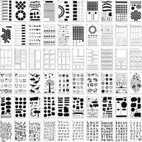 60 Pcs Journal Stencils Planner Stencils Plastic Drawing Stencils Letter and Number Stencils DIY Drawing Templates for A5 Journal Scrapbooking Notebook Painting Calendars Schedule Supplies, 4 x 7 Inch in Saudi Arabia
