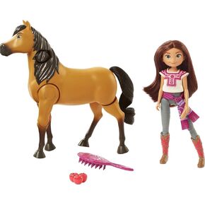 Mattel Spirit Untamed Ride Together Lucky Doll and Spirit Horse Figure, Doll "Jumps" and "Rides" On Walking Horse
