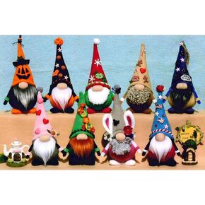 Happy Heart Patterns 9 Little Holiday Gnomes Doll Patterns 9' Craft Project Christmas, Halloween etc, multi in Saudi Arabia