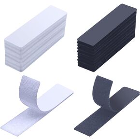 شريط لاصق وحلقة لاصق عالي التحمل من Awilzzoe مقاس 2.54 × 10.16 سم، شريط لاصق ذاتي الخطاف والحلقة للأريكة ووسائد البساط، أسود/أبيض، 64 قطعة/32 مجموعة in Kuwait