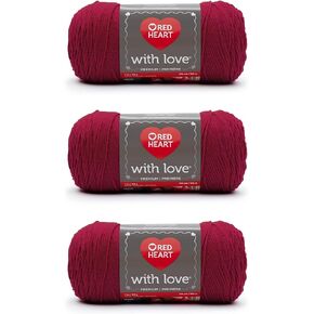 Red Heart with Love Holy Berry Yarn - 3 Pack of 198g/7oz - Acrylic - 4 Medium (Worsted) - 370 Yards - Knitting/Crochet