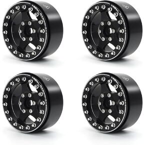 Treal 1.9 Wheels (4pcs) Beadlock Alloy Crawler Wheels for 1:10 Scale RC Truck-E Type (Black-Black)