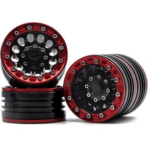 MOHERO 1/10 1.9'' Alloy Beadlock Wheel Rims for RC Cralwer Axial SCX10 CC01 D90 Pack of 4 (Red+Black) in Kuwait