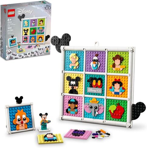 LEGO Disney Classic 100 Years of Disney Animation Icons 43221 Buildable Disney Toy with Mickey Mouse Minifigure, Classic Disney Wall Art, Fun Toys for Kids Ages 6+ in Saudi Arabia
