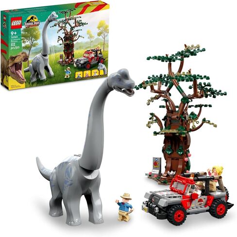 LEGO Jurassic World Brachiosaurus Discovery 76960 Jurassic Park 30th Anniversary Dinosaur Toy; Featuring a Large Dinosaur Figure and Brick Built Jeep Wrangler Car Toy; Fun Gift Idea for Kids Aged 9+ in Saudi Arabia