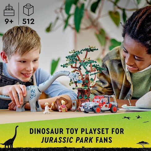 LEGO Jurassic World Brachiosaurus Discovery 76960 Jurassic Park 30th Anniversary Dinosaur Toy; Featuring a Large Dinosaur Figure and Brick Built Jeep Wrangler Car Toy; Fun Gift Idea for Kids Aged 9+ in Saudi Arabia