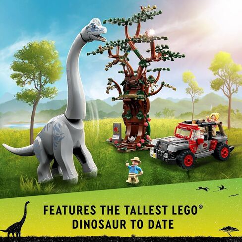 LEGO Jurassic World Brachiosaurus Discovery 76960 Jurassic Park 30th Anniversary Dinosaur Toy; Featuring a Large Dinosaur Figure and Brick Built Jeep Wrangler Car Toy; Fun Gift Idea for Kids Aged 9+ in Saudi Arabia