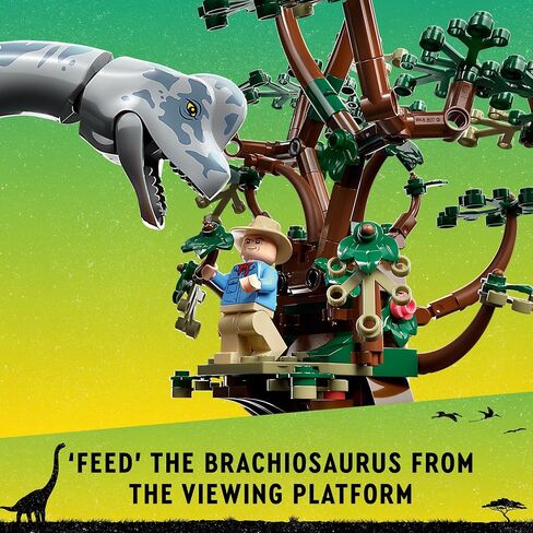 LEGO Jurassic World Brachiosaurus Discovery 76960 Jurassic Park 30th Anniversary Dinosaur Toy; Featuring a Large Dinosaur Figure and Brick Built Jeep Wrangler Car Toy; Fun Gift Idea for Kids Aged 9+ in Saudi Arabia