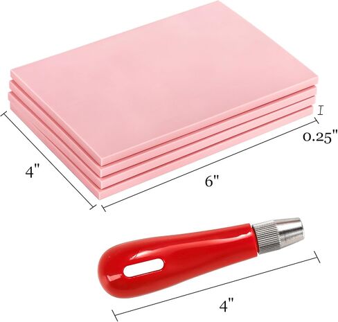 Tosnail 10 Pack 6" x 4" Rubber Stamp Carving Blocks and 6 Pieces Stamp Carving Knives, Stamp Carving Kit, Soft Rubber Pad and Tool Set for Craft Project, Beginners and Professional in Saudi Arabia