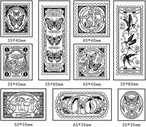Tvoip 9Pcs/Set Vintage Mushroom Swallow Butterfly Penguin Decoration Stamp Wooden Rubber Stamps for Scrapbooking Stationery DIY Craft Standard Stamp in Saudi Arabia
