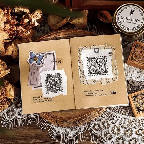 Tvoip 9Pcs/Set Vintage Mushroom Swallow Butterfly Penguin Decoration Stamp Wooden Rubber Stamps for Scrapbooking Stationery DIY Craft Standard Stamp in Saudi Arabia