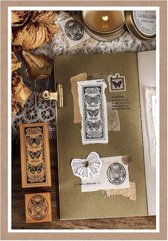 Tvoip 9Pcs/Set Vintage Mushroom Swallow Butterfly Penguin Decoration Stamp Wooden Rubber Stamps for Scrapbooking Stationery DIY Craft Standard Stamp in Saudi Arabia