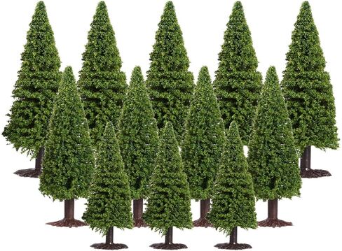 15 قطعة من الاشجار المزيفة الديوراما نموذج شجرة الارز الصغيرة الخضراء المناظر الطبيعية اكسسوارات الديوراما لقطار السكك الحديدية مشهد المناظر الطبيعية شجرة نموذج قطار هو مقياس in Kuwait