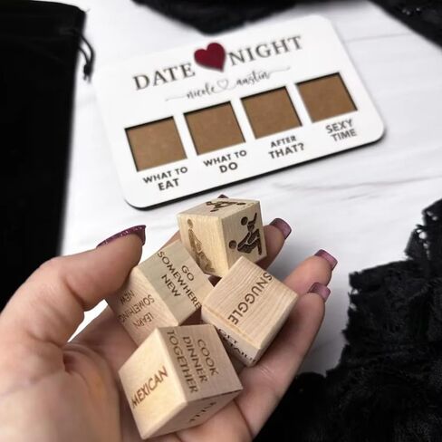KXC Date Night Dice,Wooden Date Night Dice Naughty Couple Dice Game,Couple Games for Date Night，Romantic Wood Couple Date Night Ideas. in Kuwait