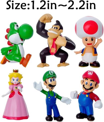 18 قطعة من ألعاب ماريو الصغيرة من فيرينيكس، الأميرة، السلحفاة، الفطر، إنسان الغاب لتزيين الكيك، هدايا للحفلات لمحبي الأطفال in Kuwait