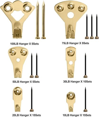 130 قطعة من شماعات الصور، مجموعة خطافات إطار الصور الفاخرة من ديفابي، صورة شديدة التحمل معلقة مع أظافر للتركيب على الحائط، شماعات حائط الصور تحمل 10-100 رطل in Kuwait