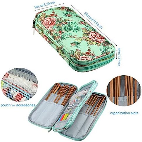 KOKNIT 36 قطعة 9.65 بوصة مجموعة إبر الحياكة الخيزران المدببة المستقيمة و17 قطعة مجموعة خطافات كروشيه مريحة مع حقيبة تخزين باه، لوازم الحياكة أدوات وإكسسوارات الكروشيه للمبتدئين in Kuwait