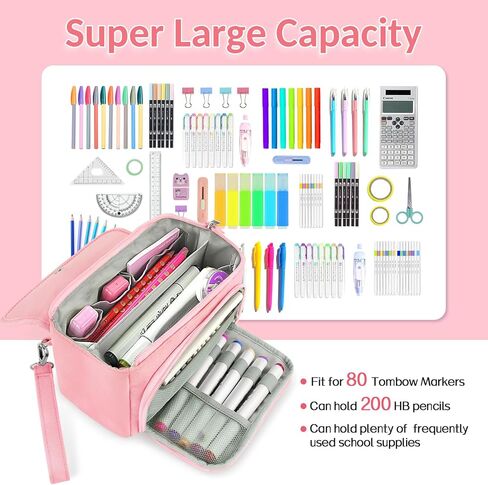 Sooez Super Large Pencil Case, Big Capacity Pencil Bag with 3 Compartments in Kuwait