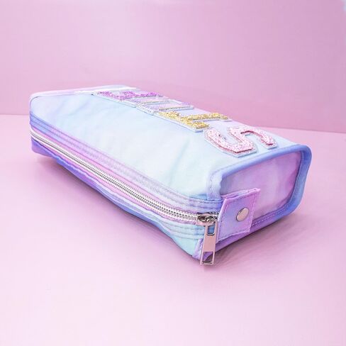 فروج ساك شنطة بريبي ستاف للاطفال، مقلمة لامعة برقعة حروف فارسيتي للاطفال، حقائب بسحاب مصبوغة بالربط بلون بينك وارجواني وازرق للفتيات المراهقات للعودة الى المدرسة in Kuwait