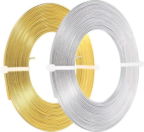 PATIKIL 16.4 Feet Flat Aluminum Wire, 2 Rolls 18 Gauge Bendable Anodized Aluminum Wire 3mm Wide Beading Craft Wire for Jewelry Making, Multicolor in Saudi Arabia