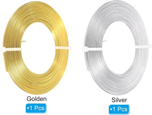 PATIKIL 16.4 Feet Flat Aluminum Wire, 2 Rolls 18 Gauge Bendable Anodized Aluminum Wire 3mm Wide Beading Craft Wire for Jewelry Making, Multicolor in Saudi Arabia