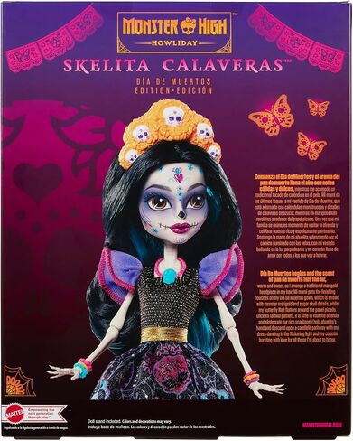 Monster High Doll, Skelita Calaveras Día De Muertos Collectible with Displayable Packaging, Colorful Fashion with Traditional Details in Saudi Arabia