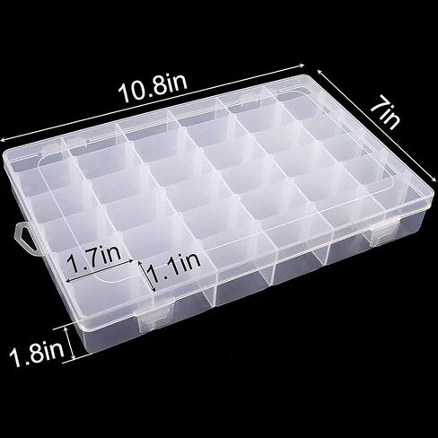 UHZBTEC Clear 4 Pack 36 حجرة حاويات تخزين الخرز القابلة للتكديس / صندوق منظم للمجوهرات والحرف اليدوية والأجزاء الصغيرة (ملصقات حروف مجانية) in Kuwait