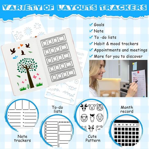 60 Pcs Journal Stencils Planner Stencils Plastic Drawing Stencils Letter and Number Stencils DIY Drawing Templates for A5 Journal Scrapbooking Notebook Painting Calendars Schedule Supplies, 4 x 7 Inch in Saudi Arabia
