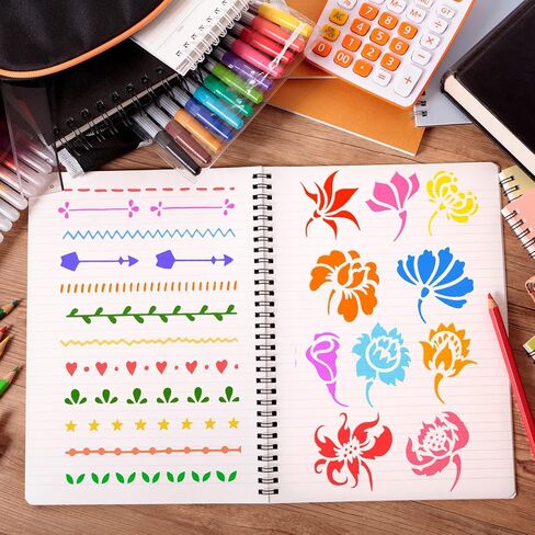 60 Pcs Journal Stencils Planner Stencils Plastic Drawing Stencils Letter and Number Stencils DIY Drawing Templates for A5 Journal Scrapbooking Notebook Painting Calendars Schedule Supplies, 4 x 7 Inch in Saudi Arabia