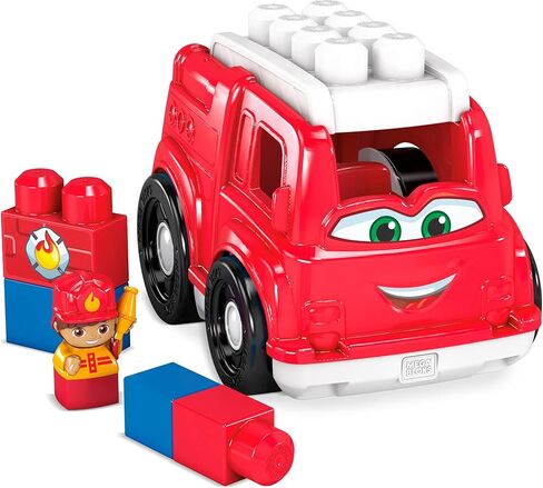 Mega BLOKS First Builders Toddler Building Blocks Toy Set, Freddy Firetruck with 6 Pieces and Storage, 1 Figure, Red, Ages 1+ Years in Saudi Arabia
