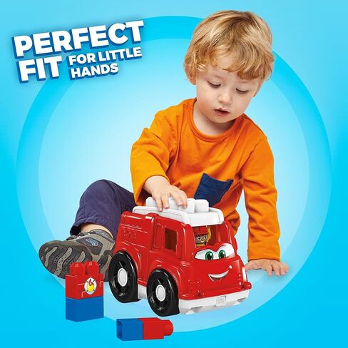 Mega BLOKS First Builders Toddler Building Blocks Toy Set, Freddy Firetruck with 6 Pieces and Storage, 1 Figure, Red, Ages 1+ Years in Saudi Arabia