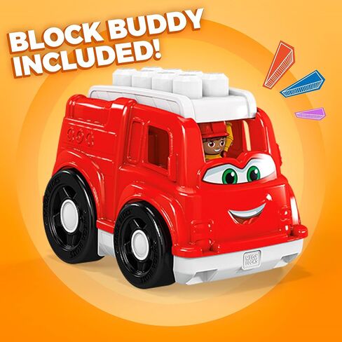 Mega BLOKS First Builders Toddler Building Blocks Toy Set, Freddy Firetruck with 6 Pieces and Storage, 1 Figure, Red, Ages 1+ Years in Saudi Arabia