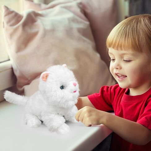 yh yuhung روبوت القط أفخم لعبة التفاعلية القط الإلكترونية الحيوانات الأليفة القط لعبة الصبي مع التحكم باللمس مواء الخرخرة لعبة القط للفتيات القط الميكانيكية هدية عيد ميلاد الحيوانات الأليفة لعب للأطفال، أبيض in Kuwait