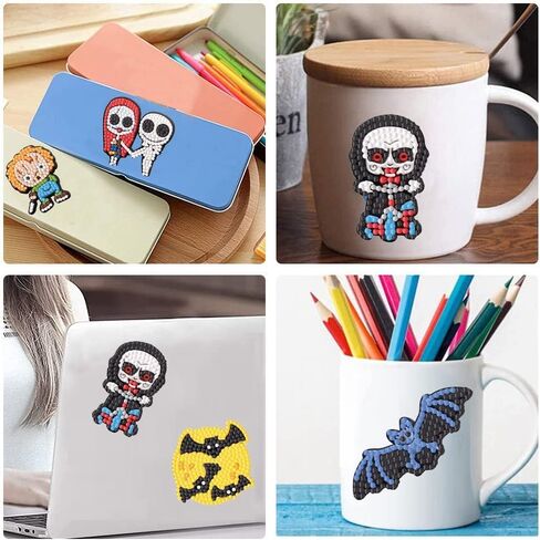 ADLOX 9Pcs 5D Diamond Painting Stickers Kits , Horror Movie Halloween Theme Paint by Numbers Kit,Suitable for Children, Beginners, Boys and Girls Handmade Craft Leisure Time Kids Gift in Kuwait
